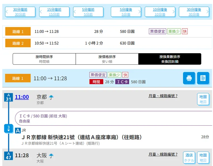 通常會選擇換乘次數少的，避免在轉乘時發生失誤。