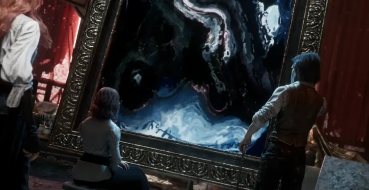 畫前的對峙,實則是畫中世界的激烈碰撞。