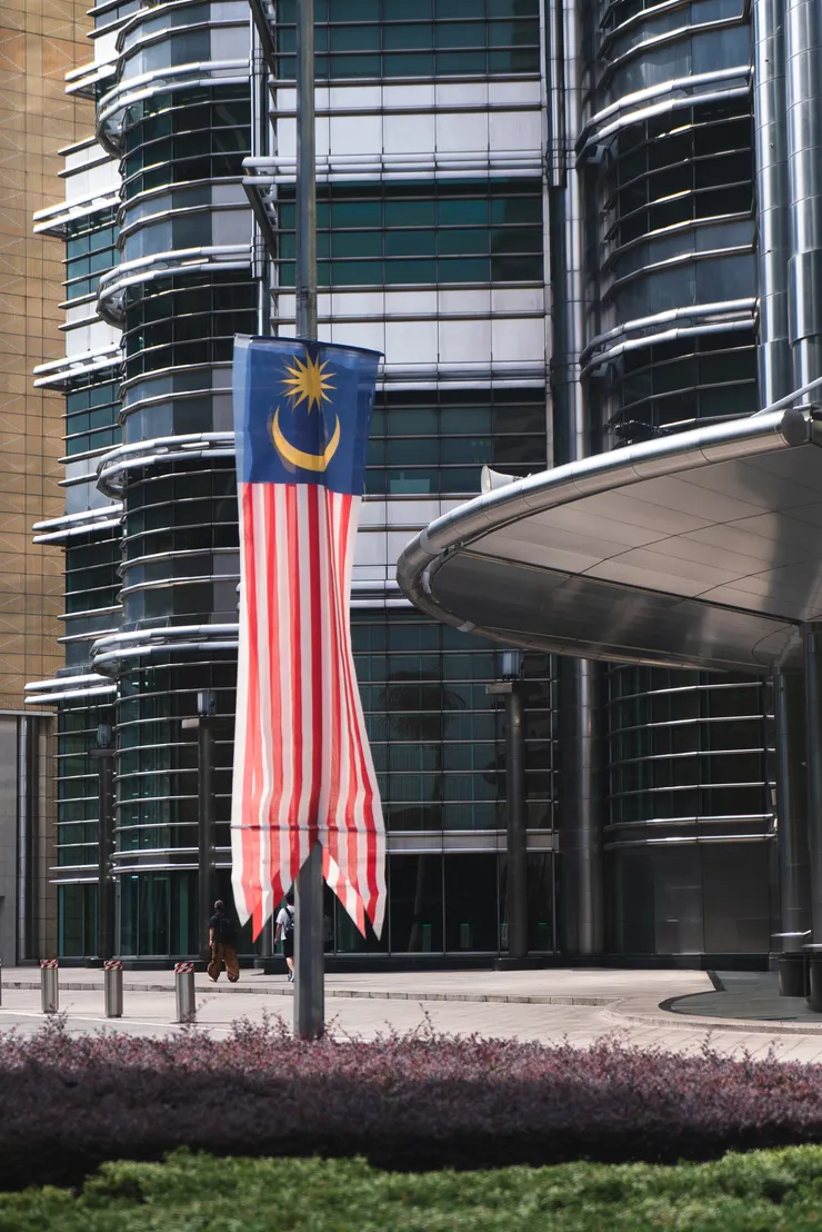 雙子塔外的馬來西亞旗幟