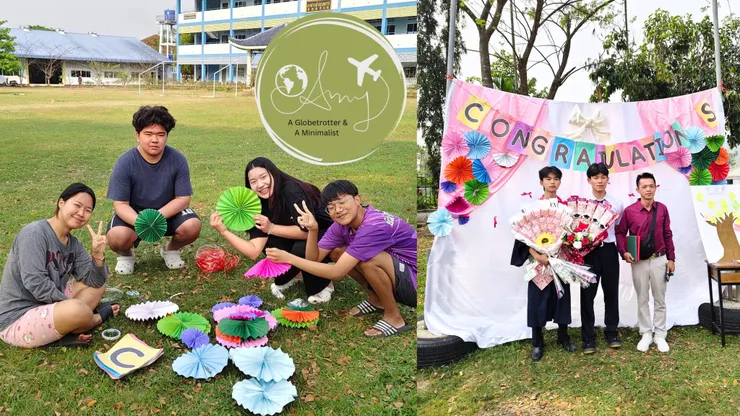 高二學生一邊野餐一邊完成的作品