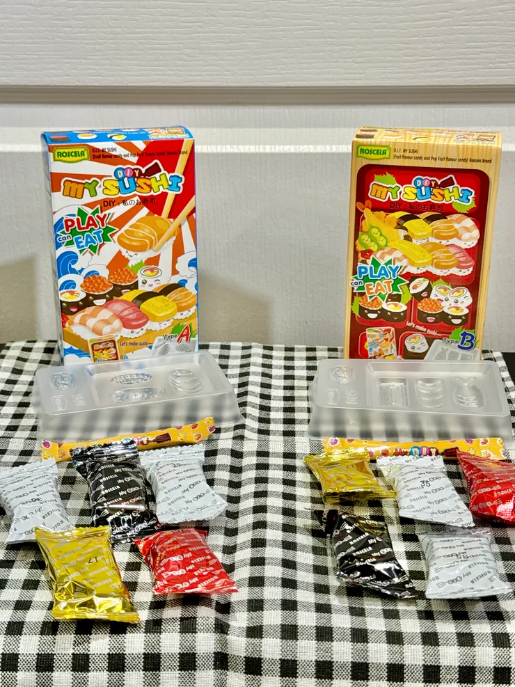 這款是 DIY 玩味壽司造型糖 打開真的有在做壽司的感覺，先玩再吃，小朋友大朋友都會玩得很開心。