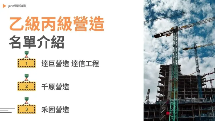 甲級營造是什麼?乙級丙級營造資格及承攬金額限制介紹5