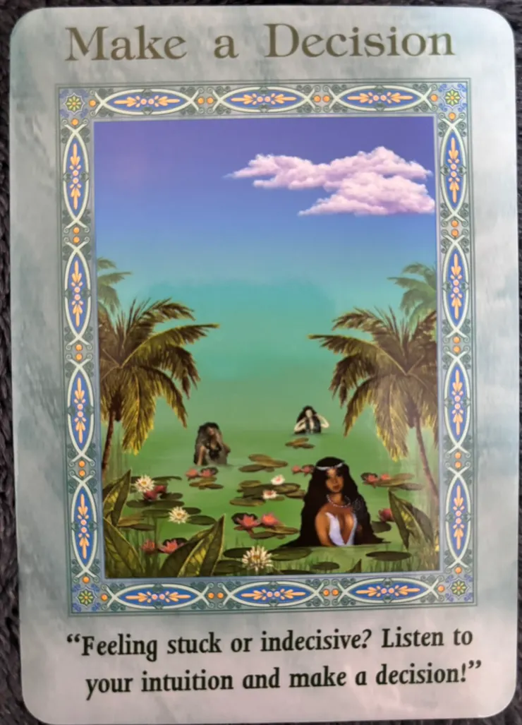 當你覺得被困住的時候、傾聽內心，相信你的直覺，然後做決定吧！無論是什麼決定，都會是美好的經驗！