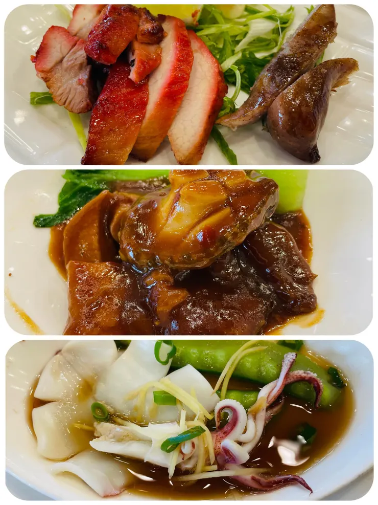 南乳排骨拼香腸，鮑魚虎掌以及澎湖小卷。