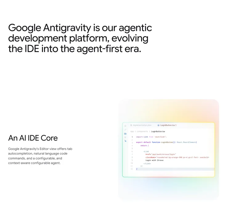 Google Antigravity 的官網截圖
