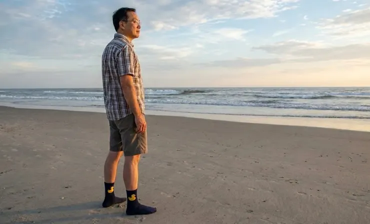 海風徐徐吹著，也許遊客太多，我的"鴨子"也跟著害羞了起來！