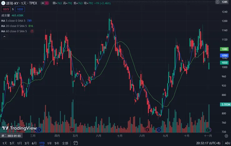 譜瑞今年以來股價走勢