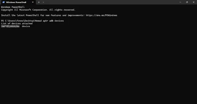 在終端輸入adb指令後，應該能在終端上看到主機的識別碼