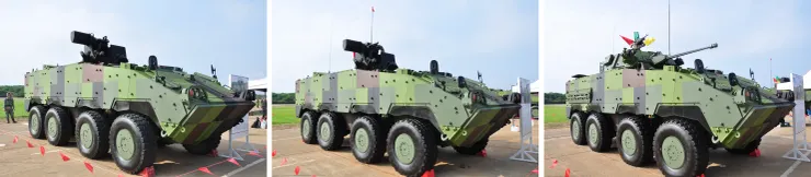 已服役的雲豹車系，由左到右為裝甲指揮型的CM32、裝甲運兵型的CM33與步兵戰鬥車型的CM34。