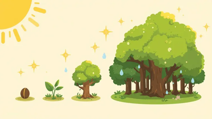 語言發展比喻成種子從萌芽到長成小樹，最後成森林。