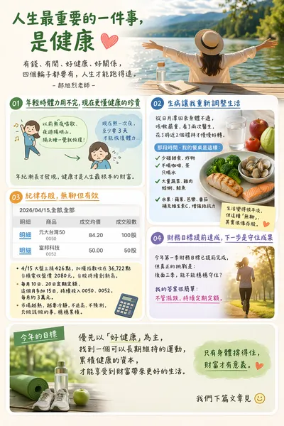 【人生最重要的一件事，是健康】
