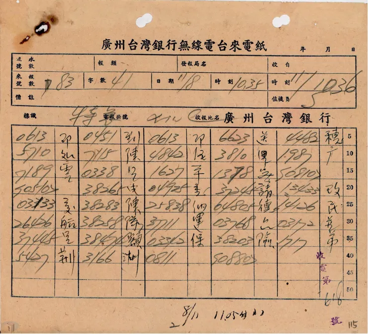 圖10 黃金交由陳納德民航隊運往臺灣 案名：廣州通匯處卷 檔號：0038/C0/0001 來源機關：臺灣銀行 管有機關：國家發展委員會檔案管理局