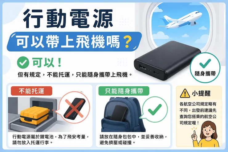 行動電源可以帶上飛機嗎
