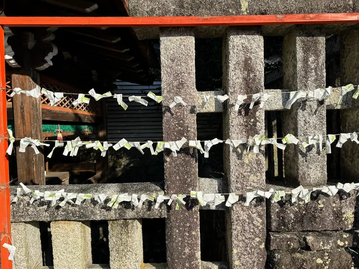 御手洗社旁邊的結緣繩就是用來綁厄運籤詩用的