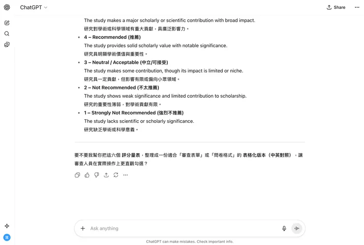 02 如何讓 ChatGPT 幫你編制 Rubrics|① 輸入編制 Rubrics 需求|生成基礎版本內容 2