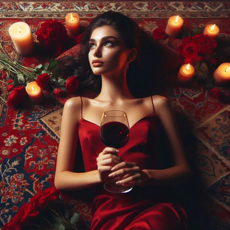 花毯上的側臥女-西方女子