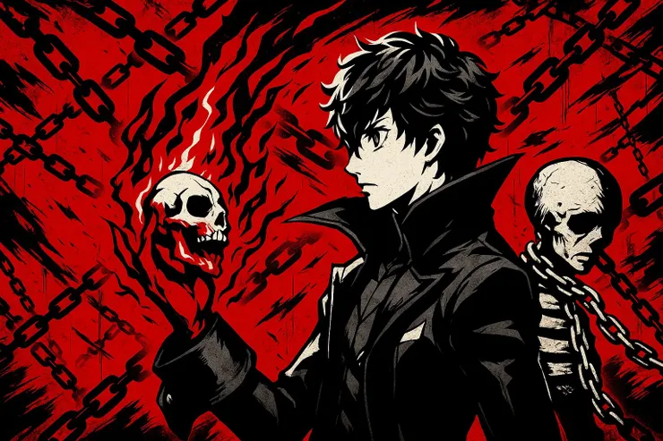 女神異聞錄5風格的鍊魂(鏈魂)AI圖04