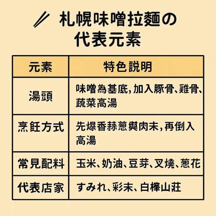 札幌味噌拉麵的代表元素