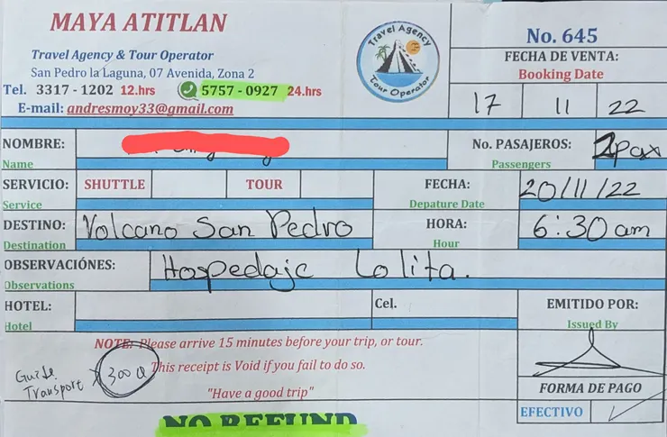 含嚮導及來回交通共300Q/人(約38美金)