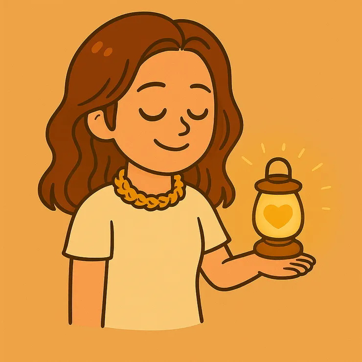 神明就像我心裡的光。 還沒長大的時候,那光照著我、暖著我; 但當我學會把這盞小火慢慢養大, 我不只照亮自己,也能陪別人走一段路。