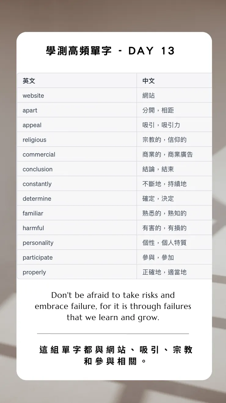 學測高頻單字圖卡示意圖