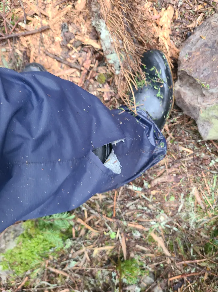 用了好久的雨褲破了，前兩天的箭竹威力