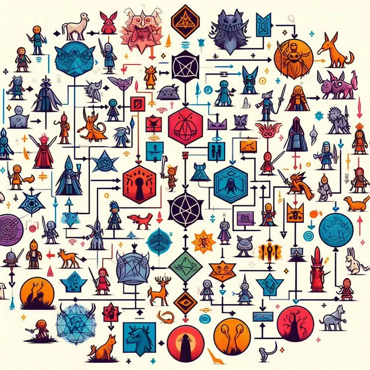 copilot：幫我畫張圖表是每一個人都在遊戲局裡面。(寫錯字反而呈現得很好，真有趣)