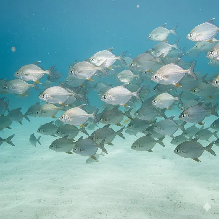 白鯧常成群結隊在海中群游