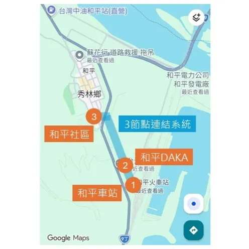 車站、DAKA、城市連結系統概念圖 / 資料來源:林鴻鈞@並木居,底圖是Google Maps手機截圖