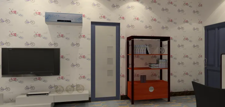 這是廚房門,正面有花紋,進去便是剛剛介紹的暖色廚房。