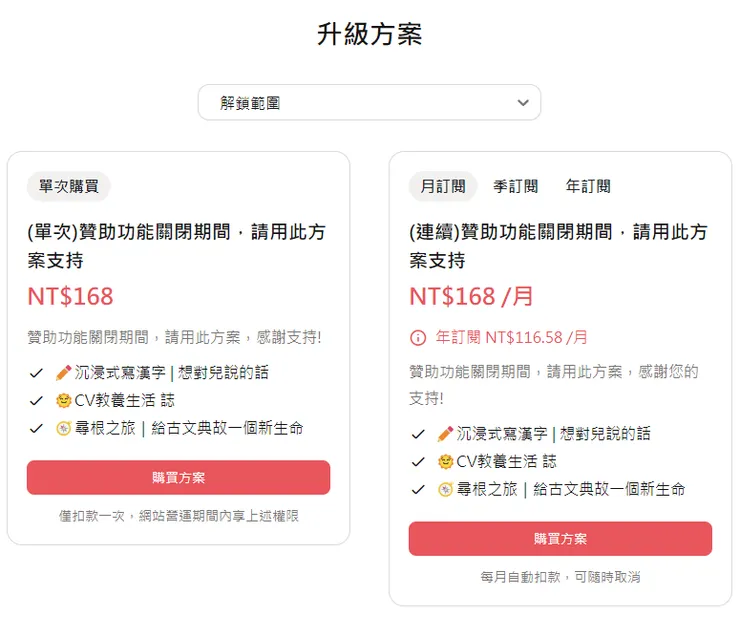 贊助方案