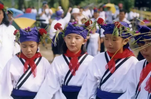 平埔族祭典經常會戴著雞冠花頭飾,據說是為了感念公雞指引族人登陸的恩澤