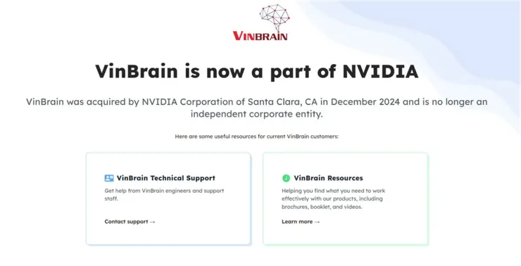 Vinbrain網站上已經顯示被Nvidia收購