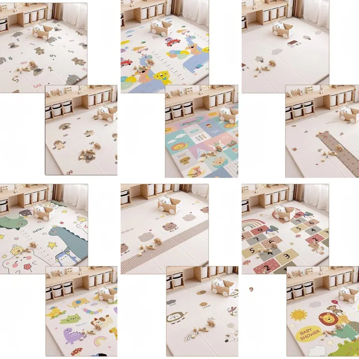 OVORZ 折疊爬行墊輕鬆靠牆收納的情境圖。強調其輕量、好收、適合租屋族的優點。