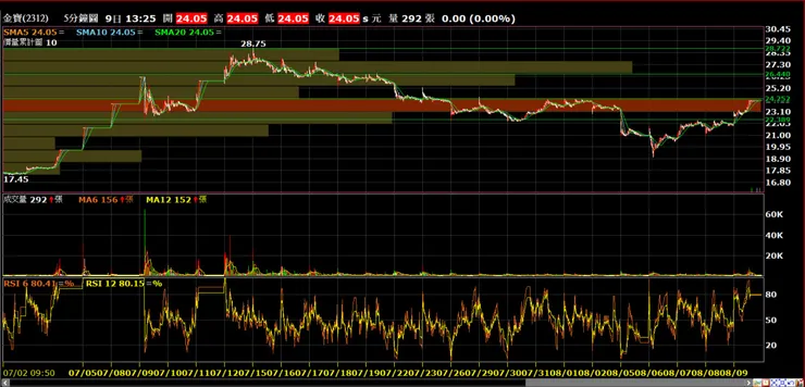 金寶(2312)分時量價