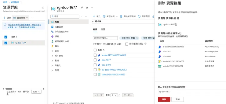 刪除資源群組