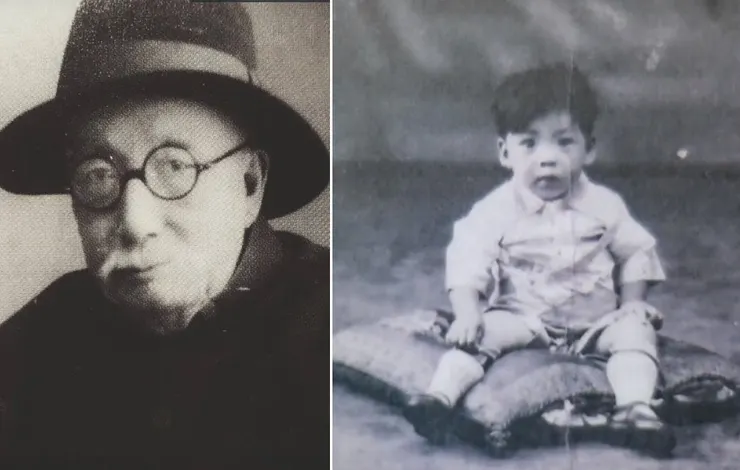 祖父霍銳與年幼的霍剛。(采泥藝術提供)