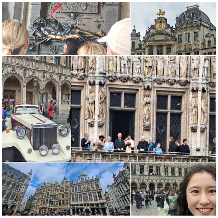 皇家禮車..布魯塞爾市政廳皇室成員婚禮致意...塞克拉斯民族英雄雕像