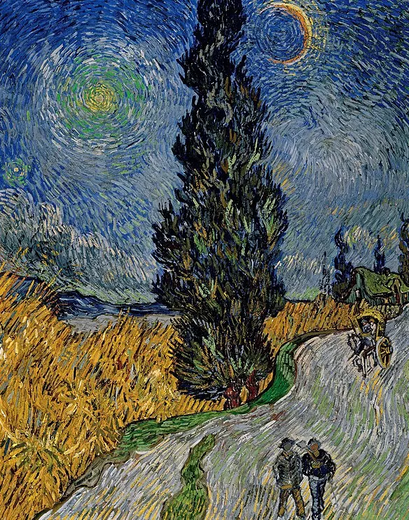 梵谷，星空下的絲柏路，resource from wikipedia