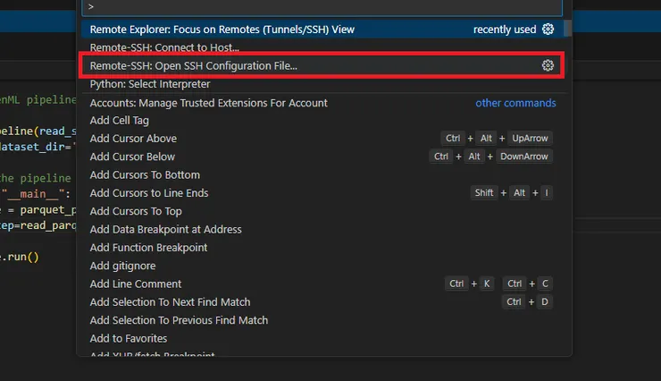 Remote-SSH: Open SSH Configuration File