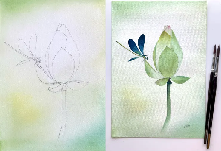 圖YHCC＠W90水彩練習, 26x18cm, AUG2025 (構圖參考網路攝影)