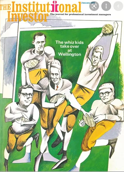 約翰伯格（中）與四位 TDPL 的合夥人在當時合併的新聞封面，Source: Institutional Investor, January 1968