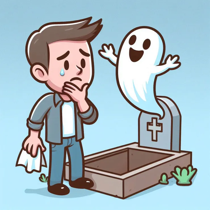 見到棺材也見到鬼？！(小昕咒語Bing繪圖)