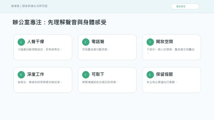 辦公室一直有人講話：專注力不是不夠，是環境一直在拉你 的聲音與情緒地圖