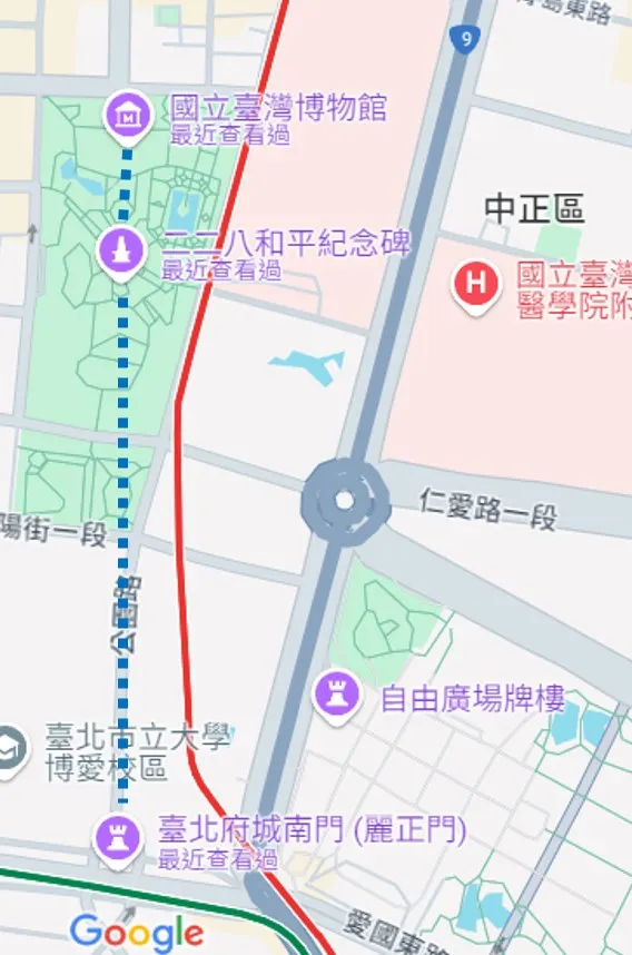 透過googl地圖模擬出軸線