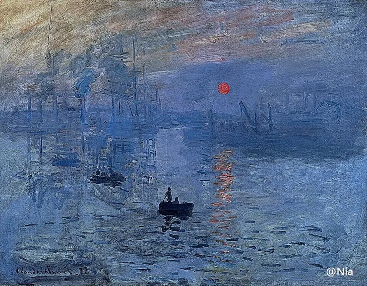 Claude Monet, Impression, Sunrise (1872). Public domain. Via Wikimedia Commons. Edited, Nia :)