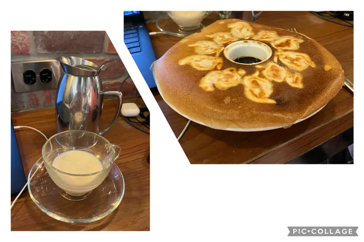 綠鮮奶茶跟冰花煎餃。