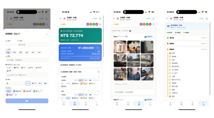 有預算、日記、交通小工具！