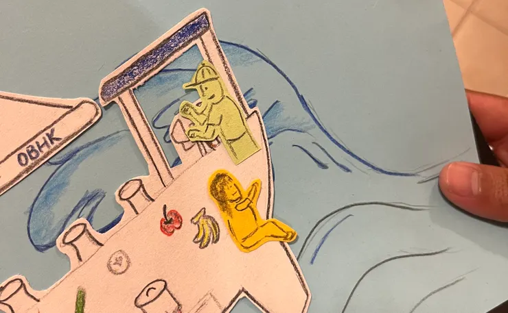 航行後分享會，教練畫的抱大腿的我😂