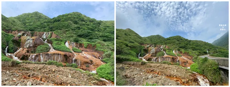 ▲我們去的那天天氣不錯，上山前會在金山水路上經過知名景點的「黃金瀑布」。